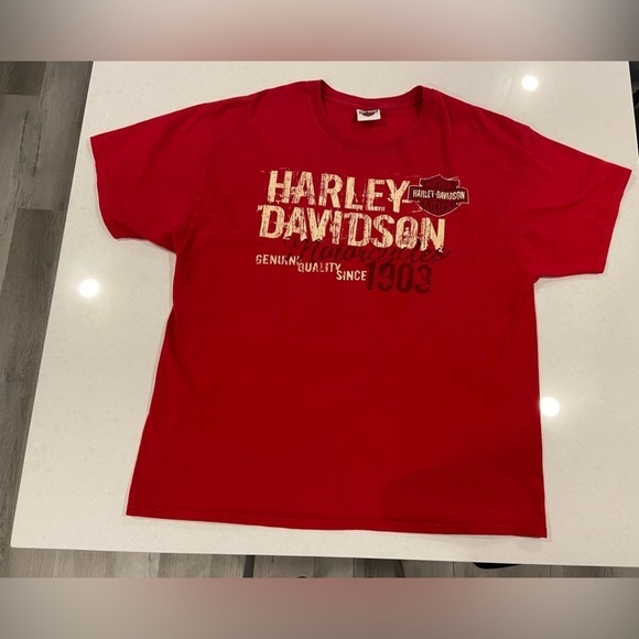 Red Harley Davidson Tee Shirt Size X-Large - Picture 1 of 10